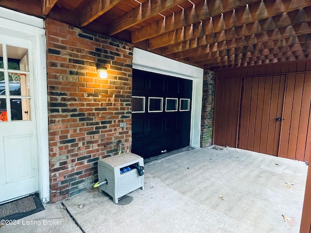 exterior space featuring a garage