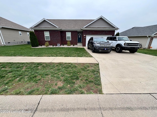 ranch-style house featuring a front yard