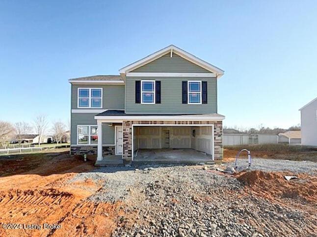 view of front of house with a garage