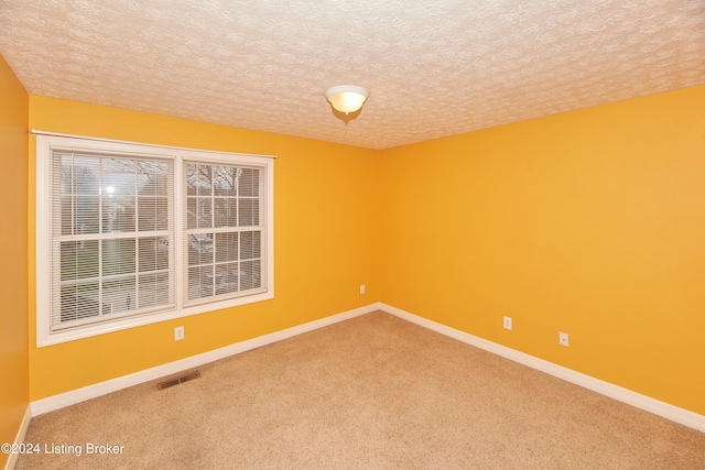 spare room with carpet and a textured ceiling