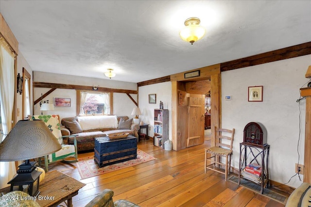 living room with hardwood / wood-style floors