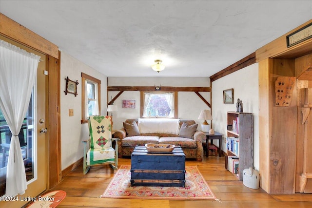 living room featuring light wood-type flooring