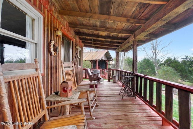 deck featuring covered porch