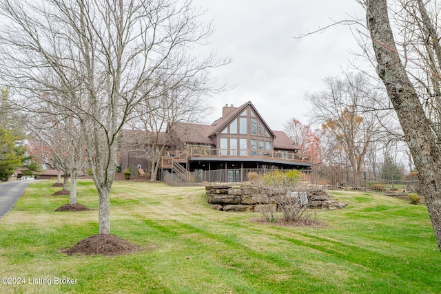 view of yard with a deck