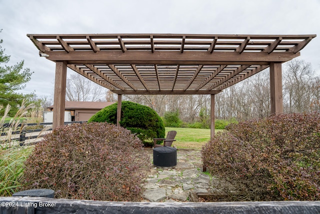 view of patio with a pergola