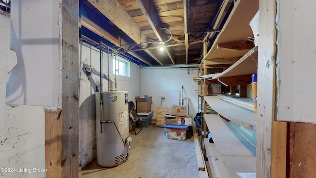 basement with water heater