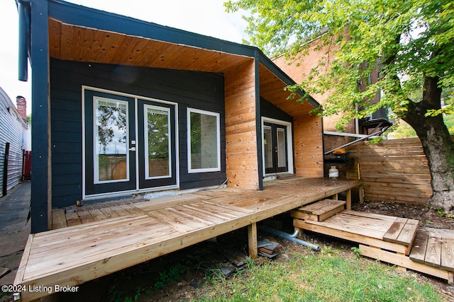 wooden deck with french doors