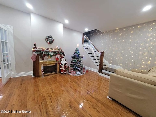 living room featuring hardwood / wood-style flooring