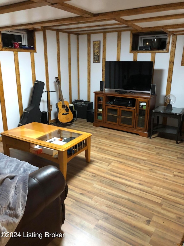 living room featuring light hardwood / wood-style flooring