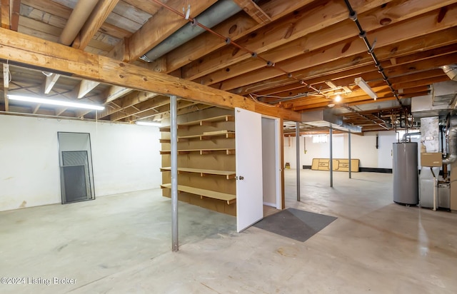 basement with gas water heater