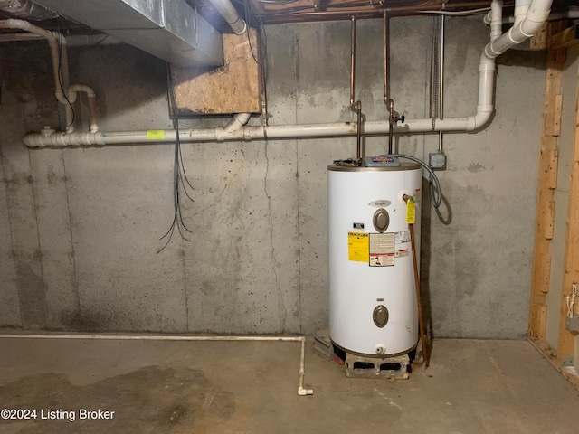 utility room featuring water heater