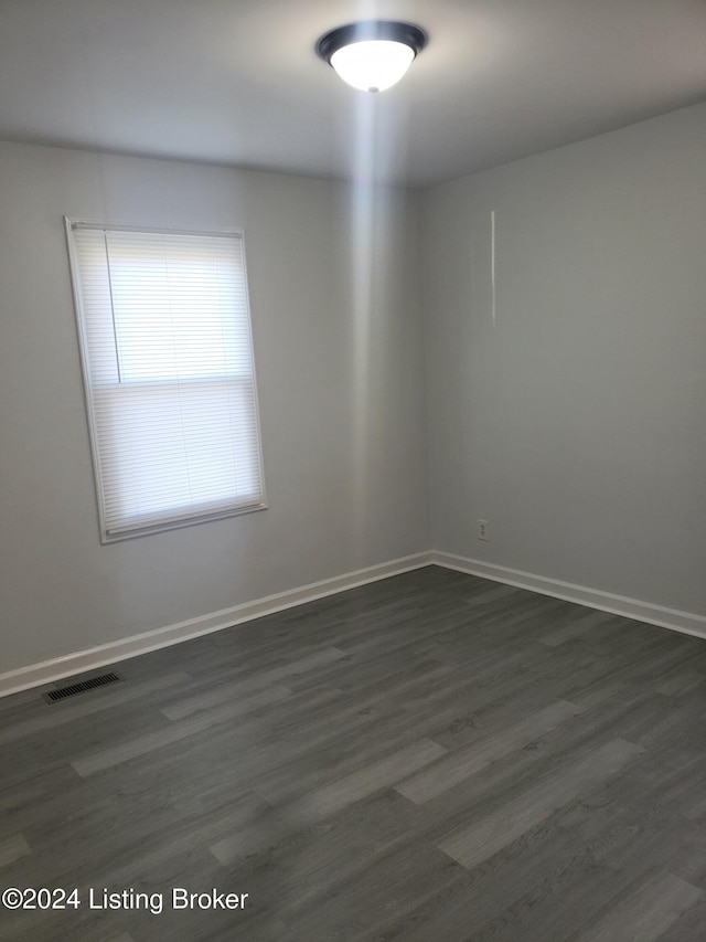 spare room featuring dark wood-type flooring