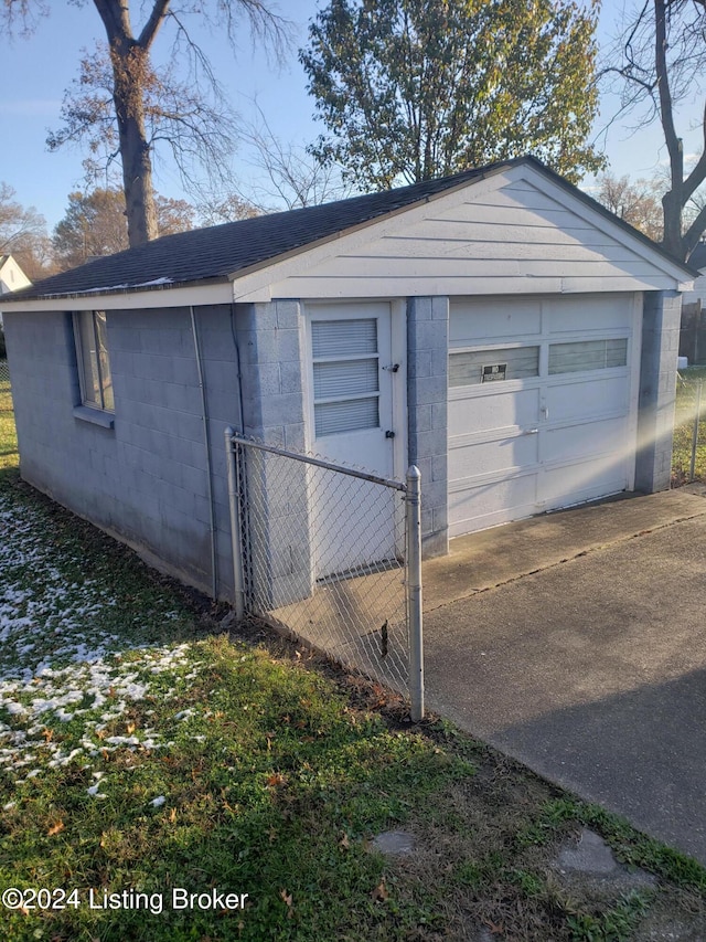 view of garage