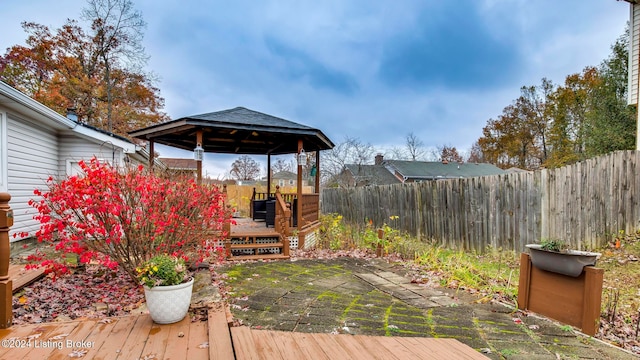 deck with a gazebo