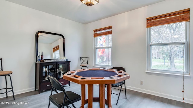 playroom with dark hardwood / wood-style floors