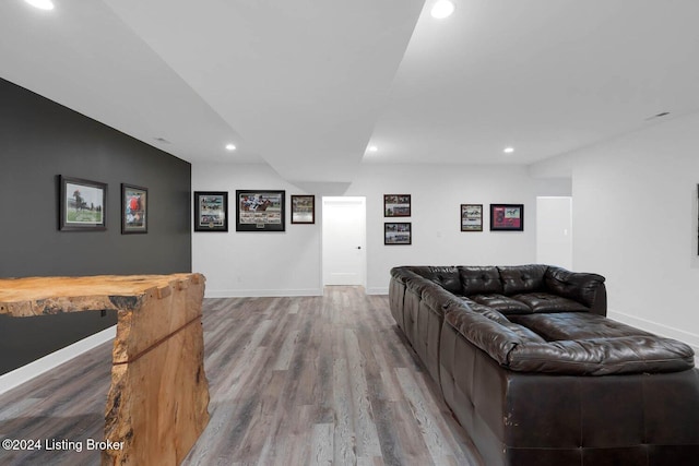 living room with hardwood / wood-style flooring