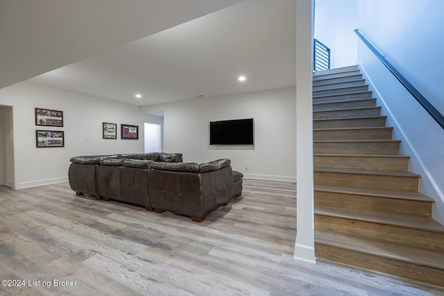 living room featuring light wood-type flooring