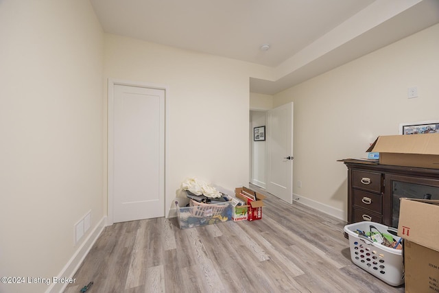 misc room with light hardwood / wood-style flooring