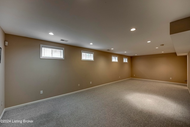 basement with carpet