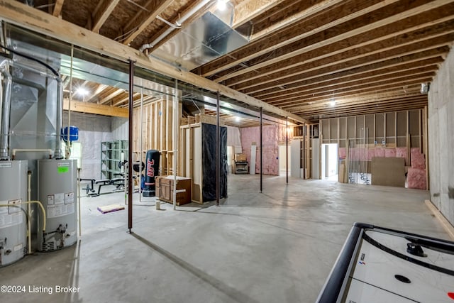 basement featuring water heater