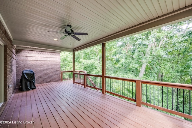 deck featuring ceiling fan