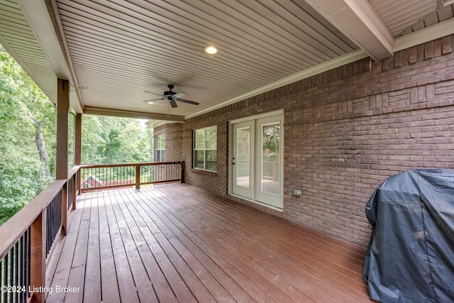 deck featuring ceiling fan