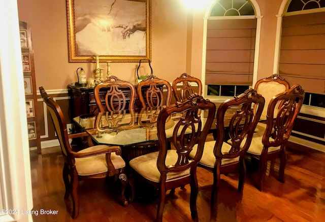 dining space featuring hardwood / wood-style flooring