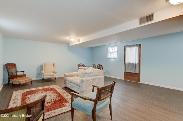 living room with wood-type flooring