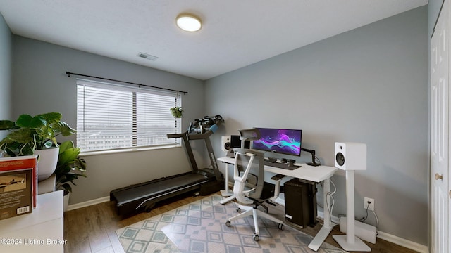 home office featuring wood-type flooring