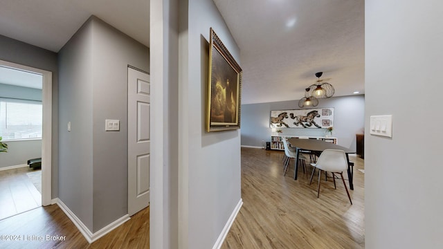 hallway with light wood-type flooring