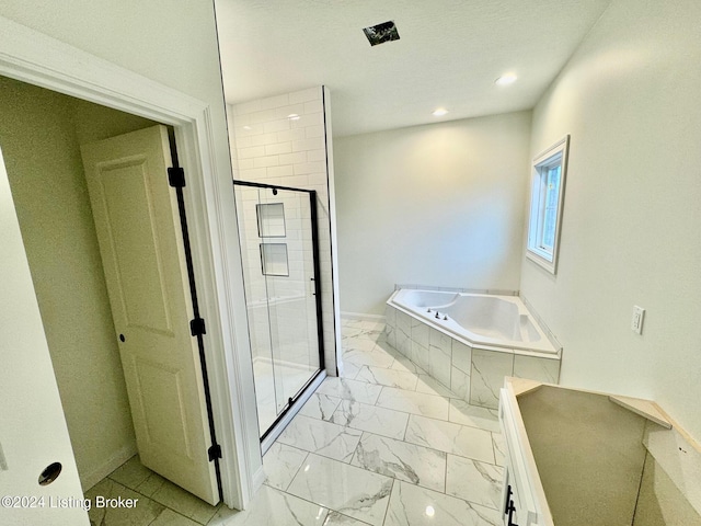 bathroom with plus walk in shower