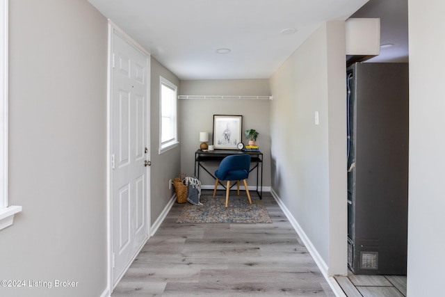 office space featuring light hardwood / wood-style flooring