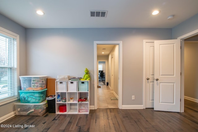 recreation room featuring hardwood / wood-style flooring