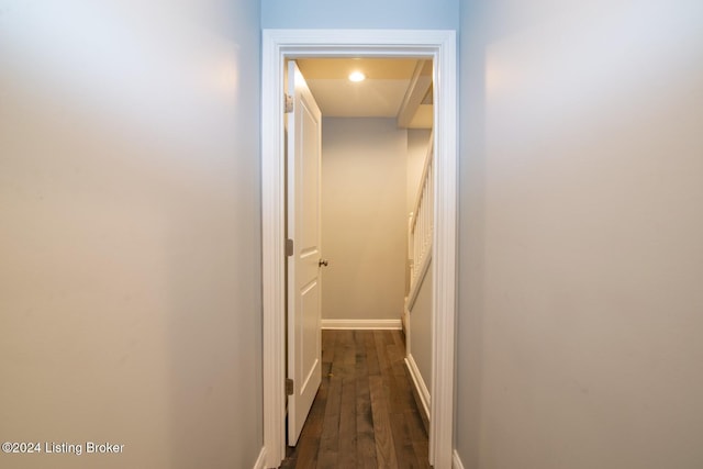 hallway featuring dark hardwood / wood-style flooring