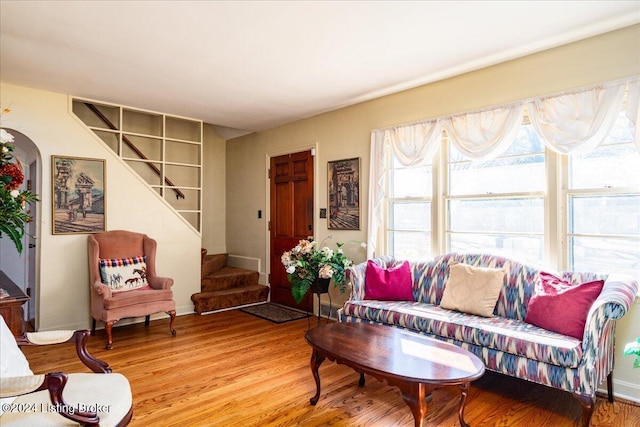 living room with light wood-type flooring