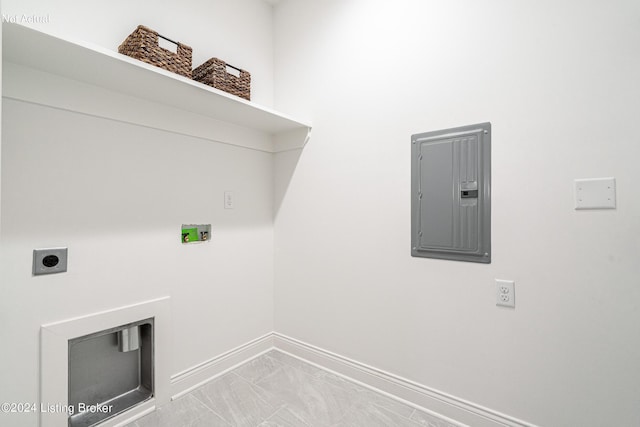 washroom featuring washer hookup, electric panel, and electric dryer hookup