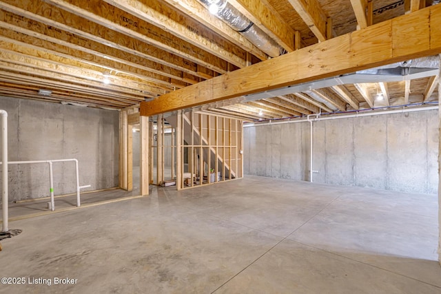 view of unfinished basement