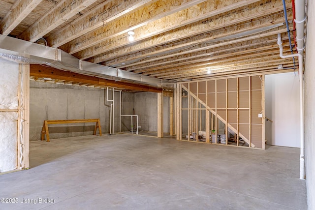 view of unfinished basement