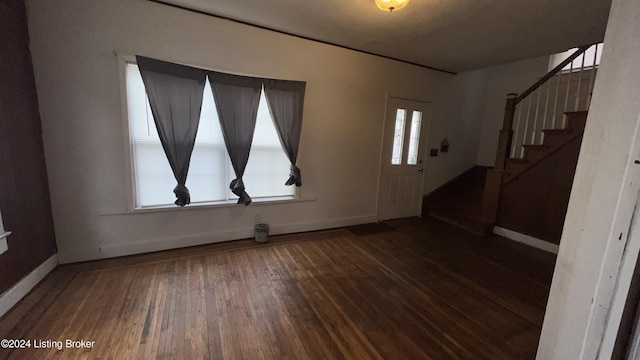 foyer entrance featuring dark hardwood / wood-style flooring