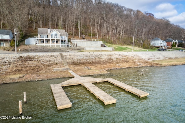 dock area featuring a water view