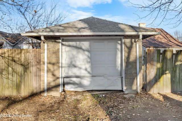 view of garage