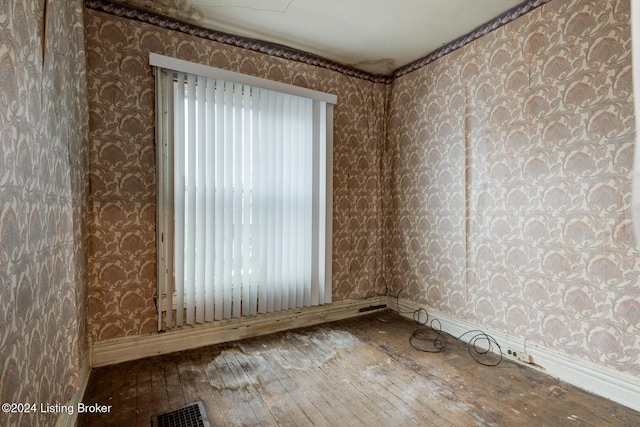 spare room featuring wood-type flooring