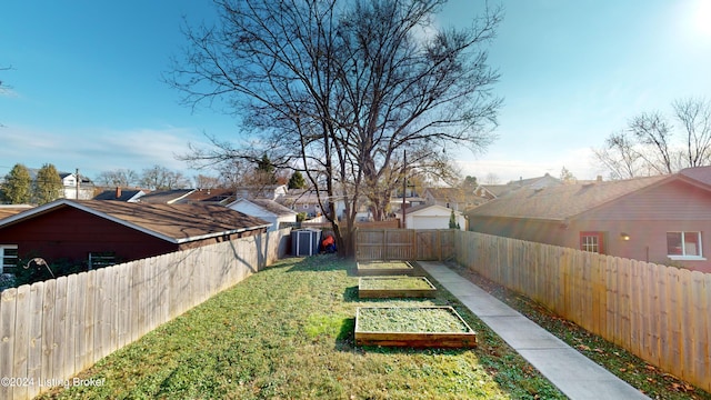 view of yard with central AC unit