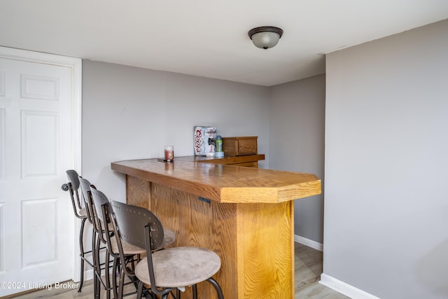 bar featuring light hardwood / wood-style floors