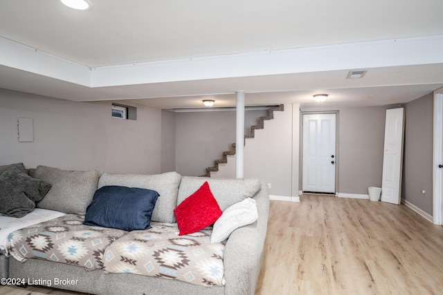 living room with light wood-type flooring