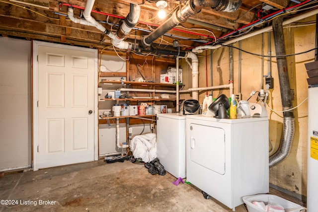 basement featuring separate washer and dryer