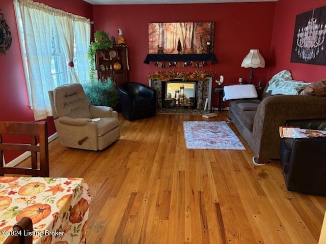 living room featuring light hardwood / wood-style floors