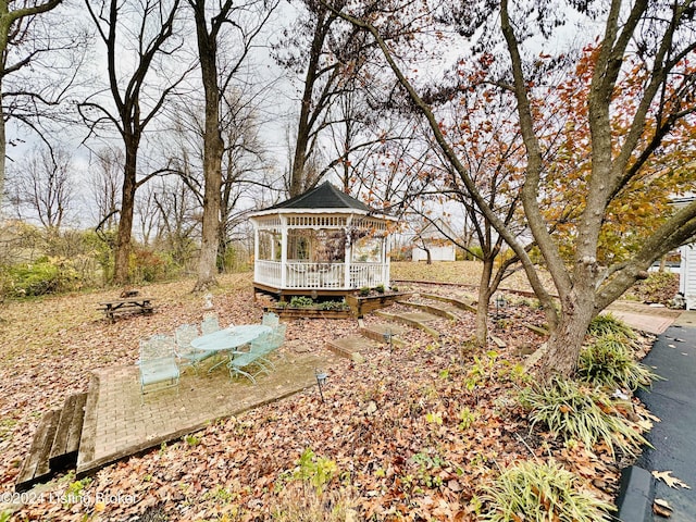 view of yard with a gazebo