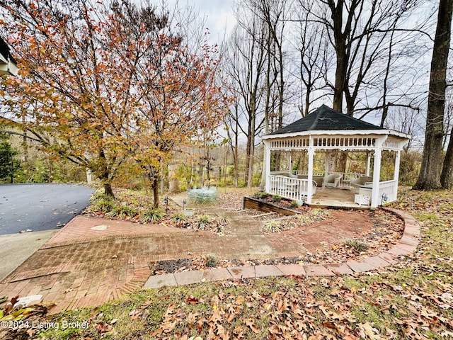 view of yard with a gazebo