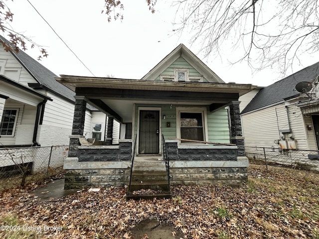 bungalow featuring covered porch